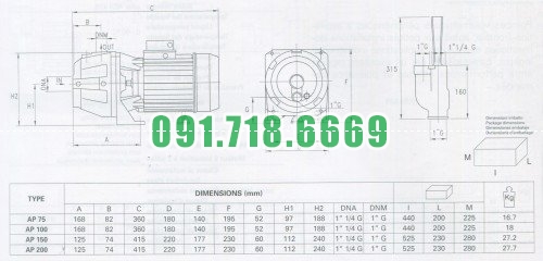 Thông số chi tiết của máy bơm Pentax tốt nhất AP 75